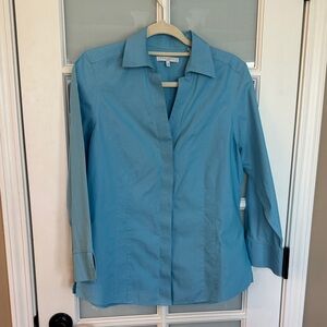 Foxcroft No Iron Sky Blue Fitted Shirt
